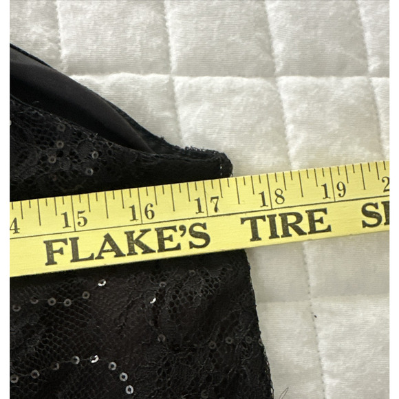 S DEER CONCEPT Top Womens Medium Black Sequin Lace Babydoll Tank Fairy Grunge - Picture 9 of 10